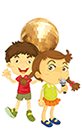 two kids and disco call cartoon